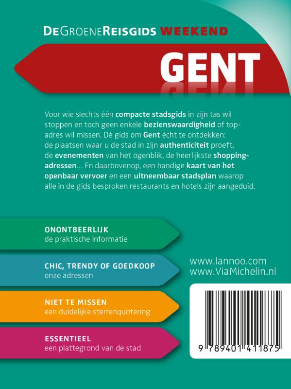 Achterkant van De Groene Reisgids Weekend - Gent