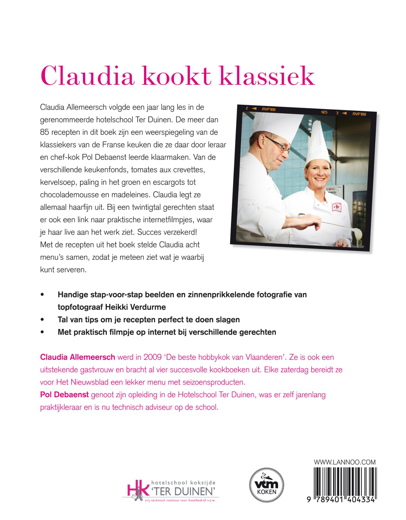 Achterkant van Claudia kookt klassiek