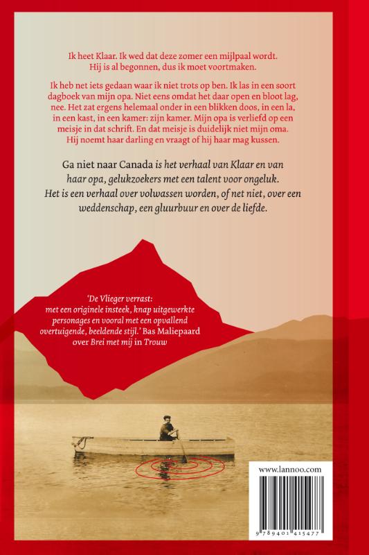 Achterkant van Ga niet naar Canada