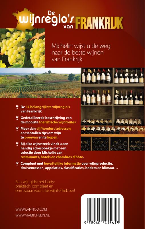 Achterkant van De wijnregio's van Frankrijk