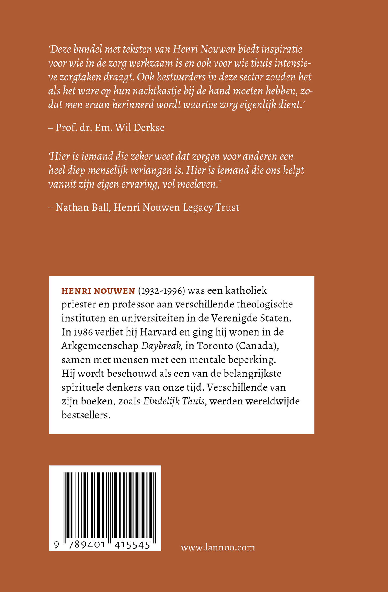 Achterkant van Een spiritualiteit van de zorg