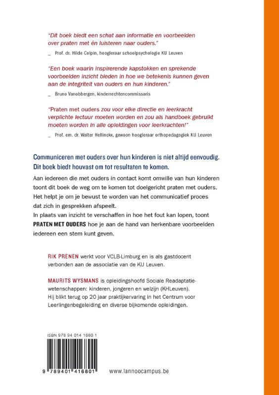 Achterkant van Praten met ouders