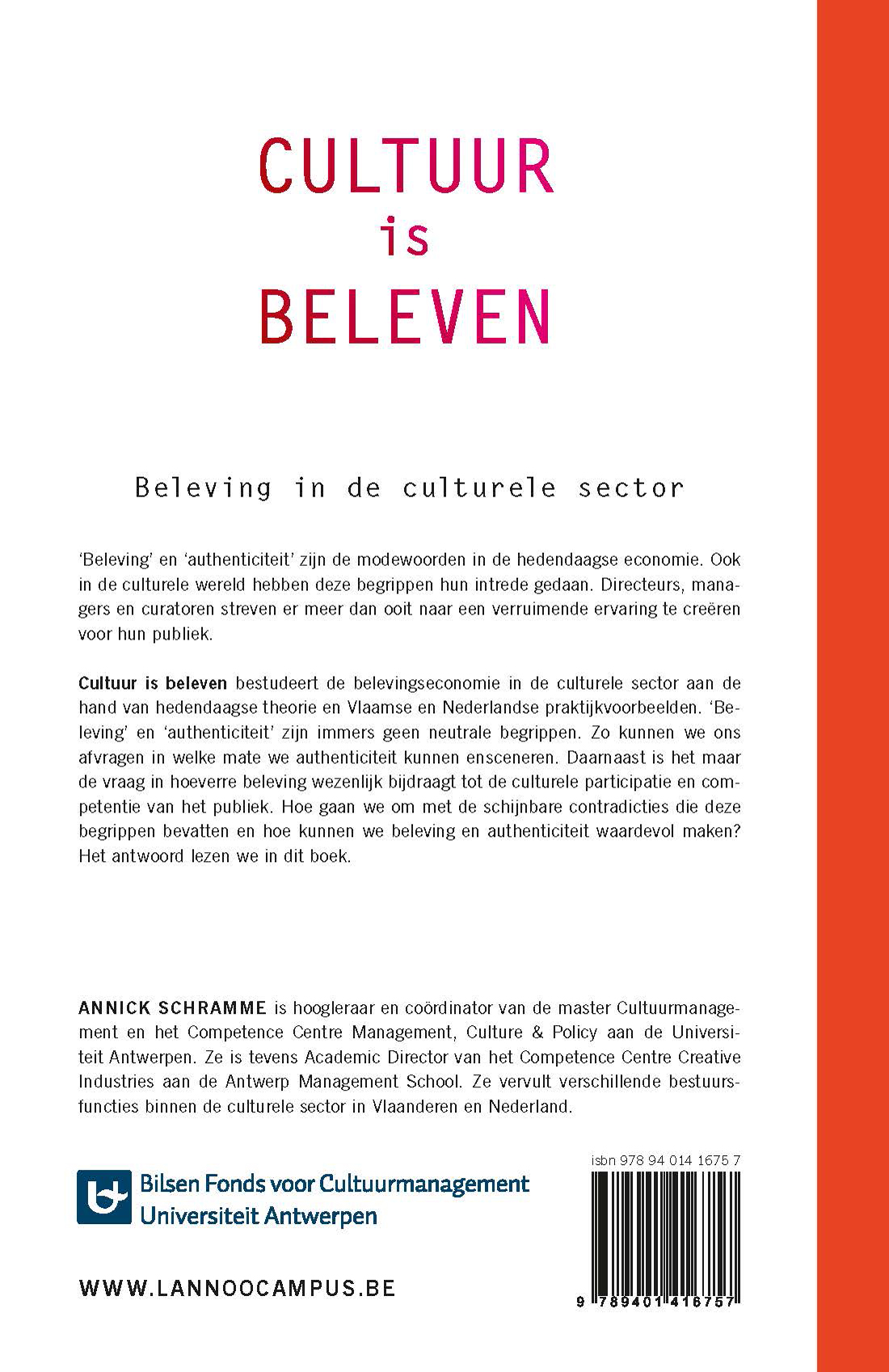 Achterkant van Cultuur is beleven