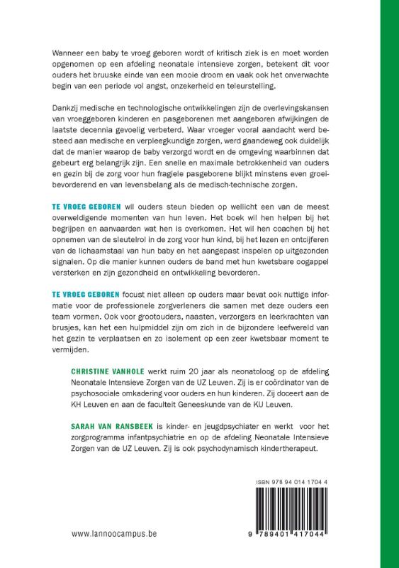Achterkant van Te vroeg geboren