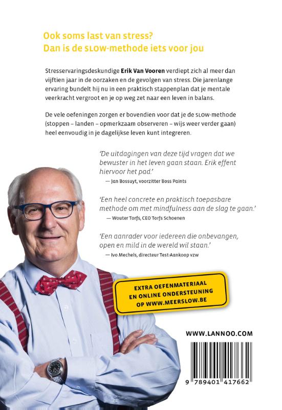 Achterkant van Meer slow, minder stress