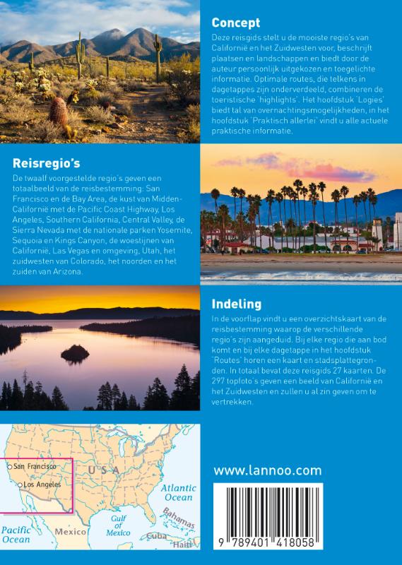 Achterkant van Californië en Zuidwest-USA