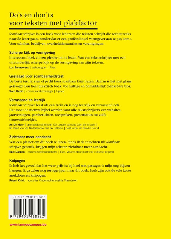 Achterkant van Scanbaar schrijven