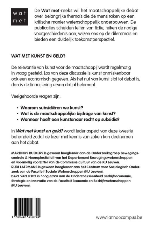 Achterkant van Wat met kunst en geld?