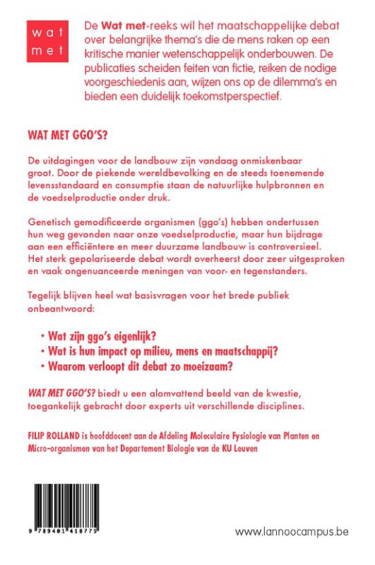 Achterkant van Wat met ggo's?