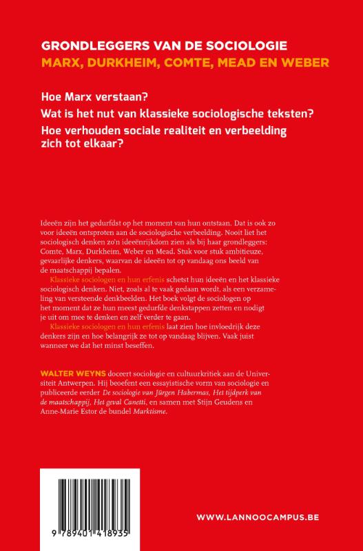 Achterkant van Klassieke sociologen en hun erfenis