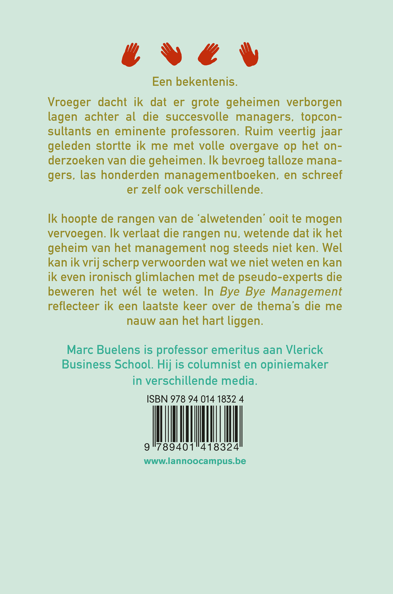 Achterkant van Bye bye management
