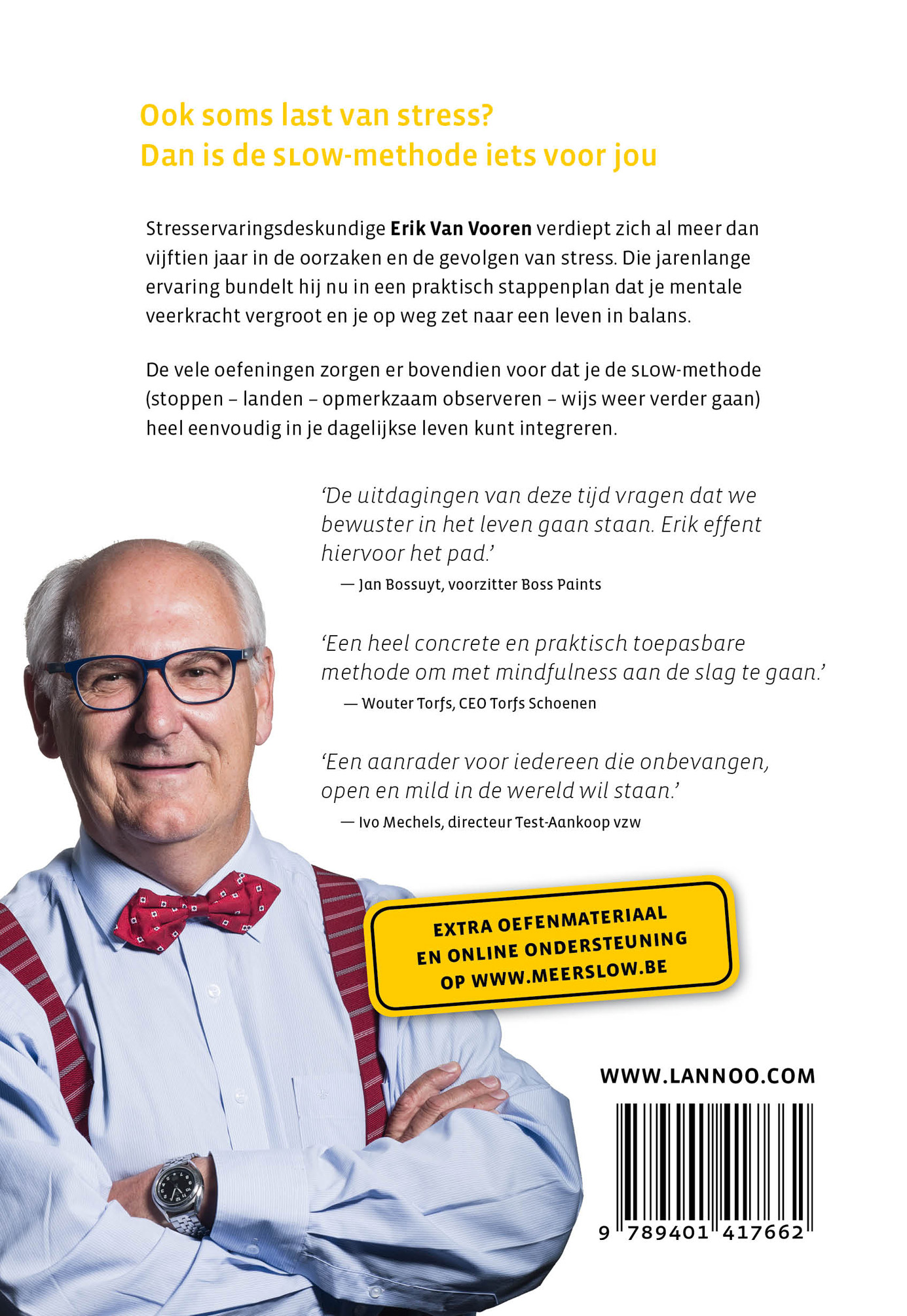 Achterkant van Meer slow minder stress