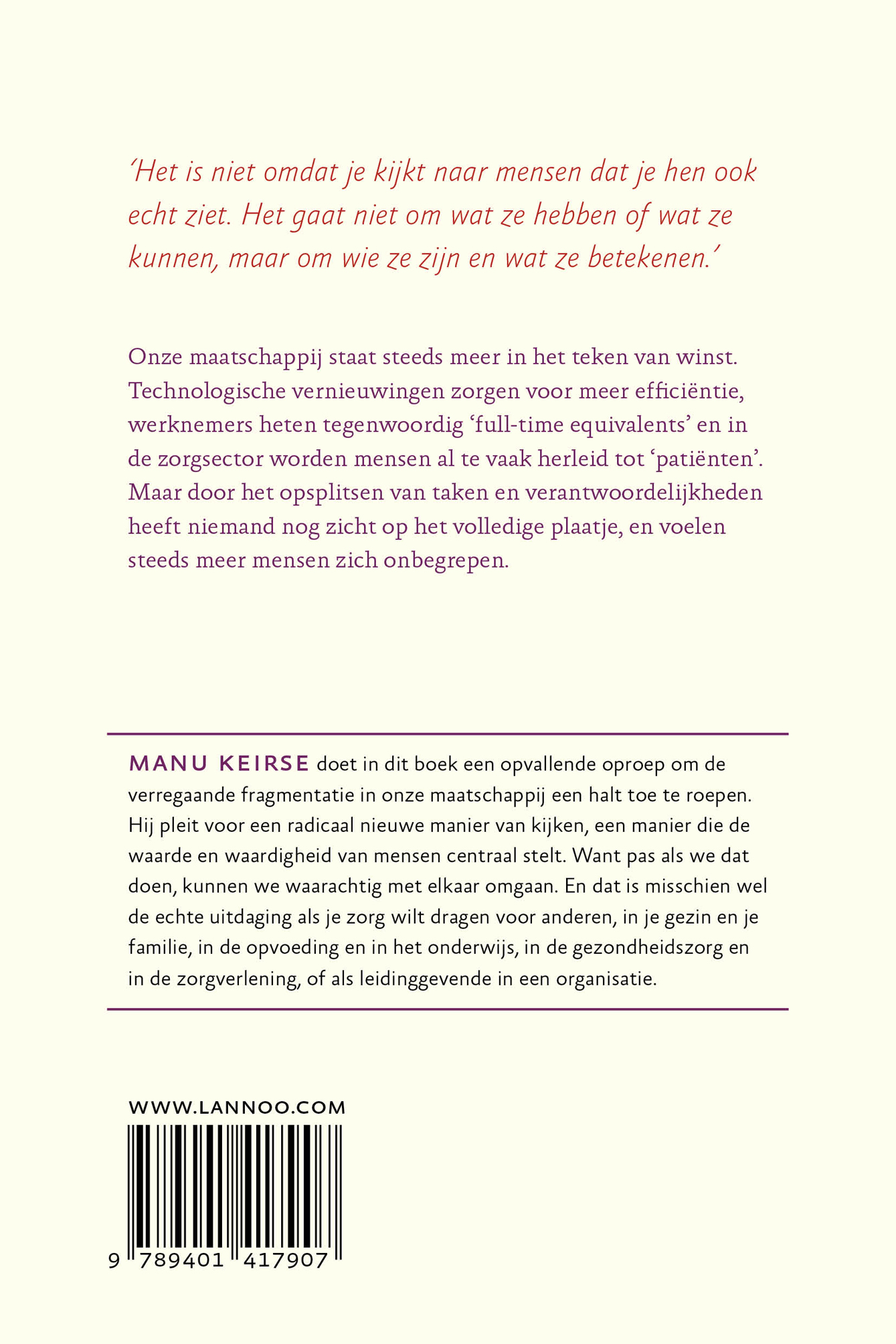 Achterkant van Zie de mens