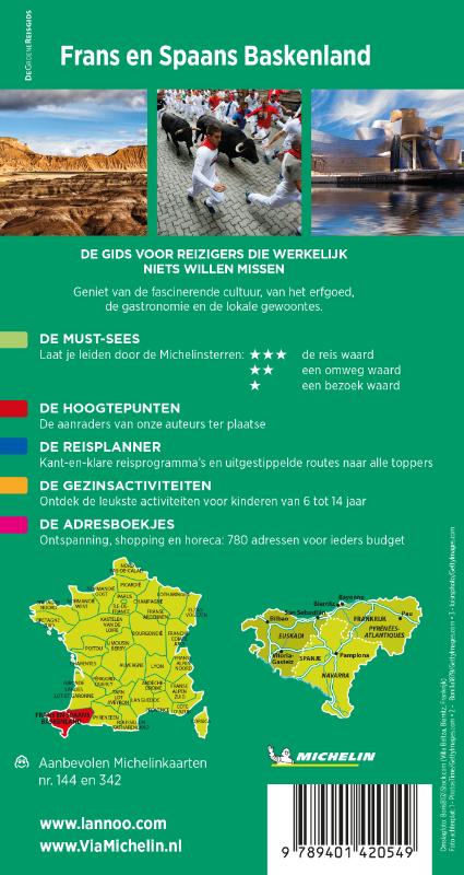 Achterkant van Michelin Reisgids Frans- en Spaans-Baskenland - Béarn - Navarra