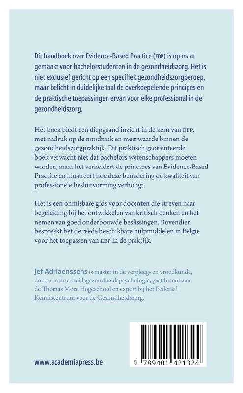 Achterkant van Evidence-based practice voor bachelors in de gezondheidszorg