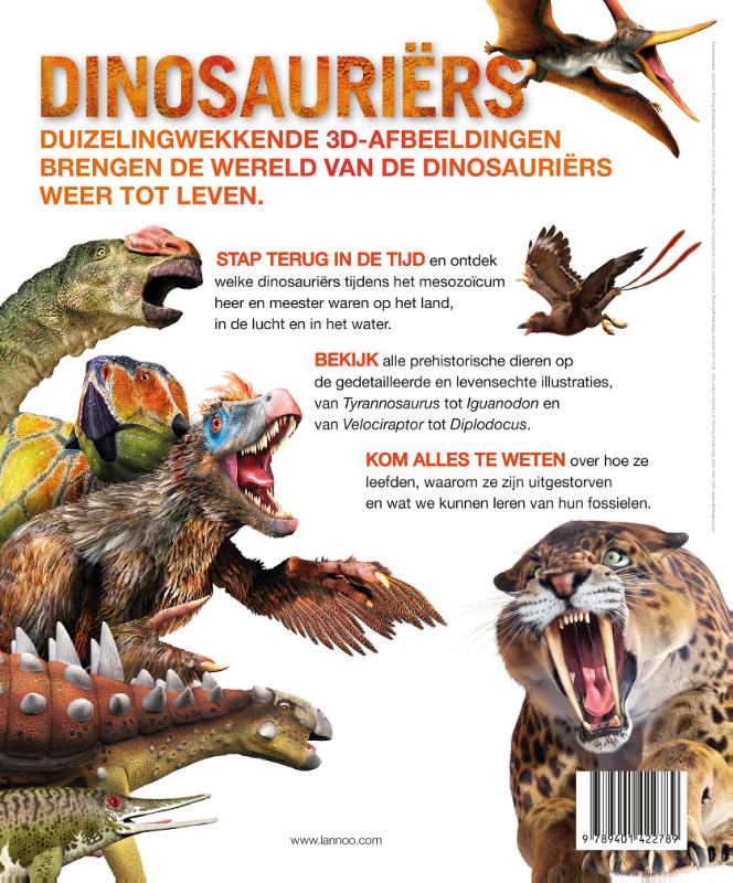 Achterkant van Lannoo's grote encyclopedie van alle dinosauriërs