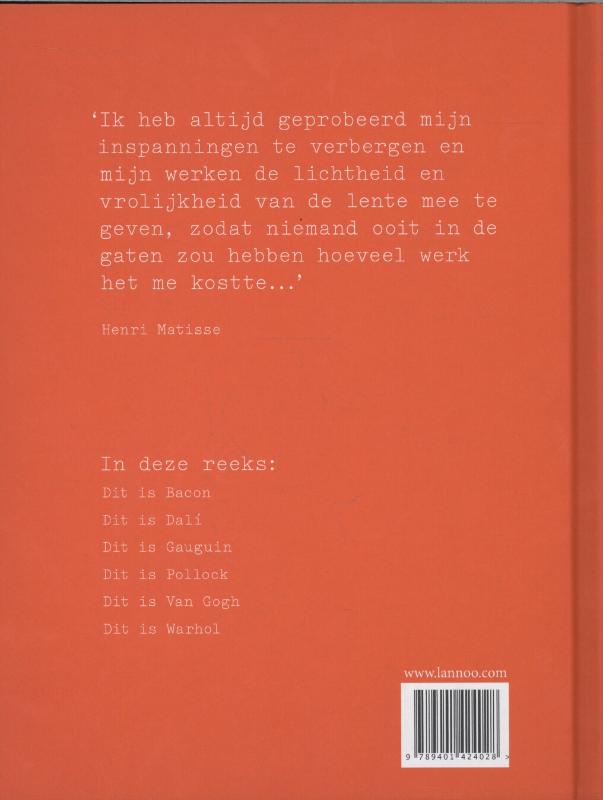 Achterkant van Dit is Matisse