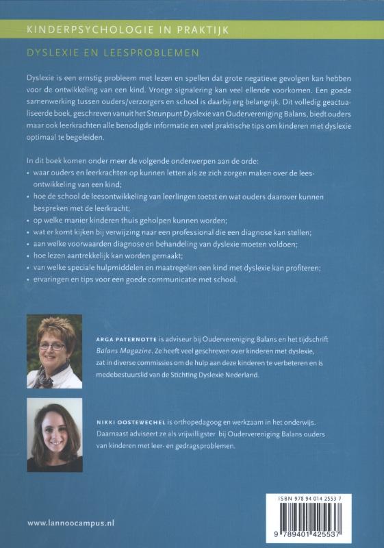 Achterkant van Dyslexie en leesproblemen