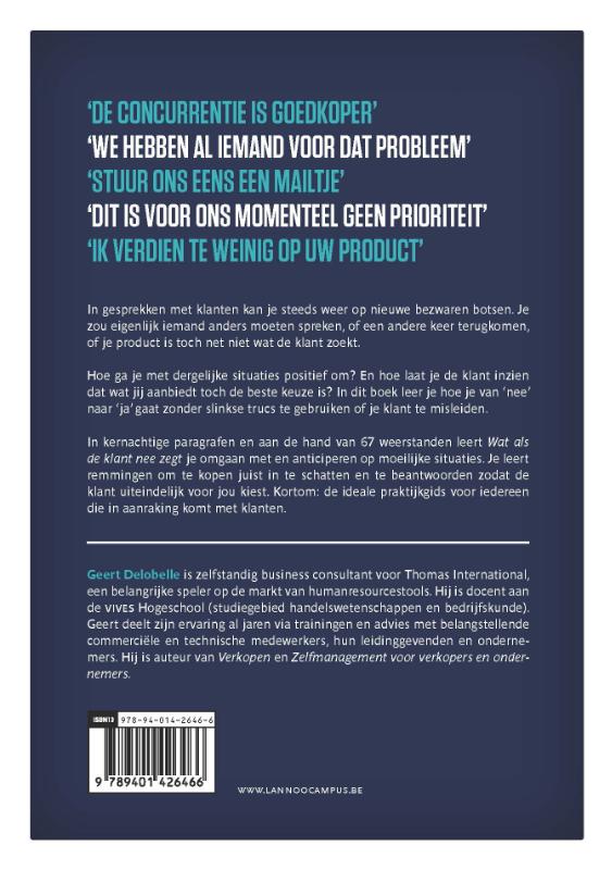 Achterkant van Wat als de klant nee zegt?