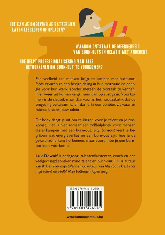 Achterkant van Stop burn-out