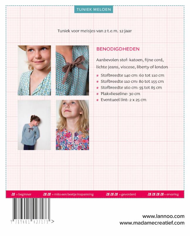 Achterkant van Patroon Tuniek meloen 2-12 jaar