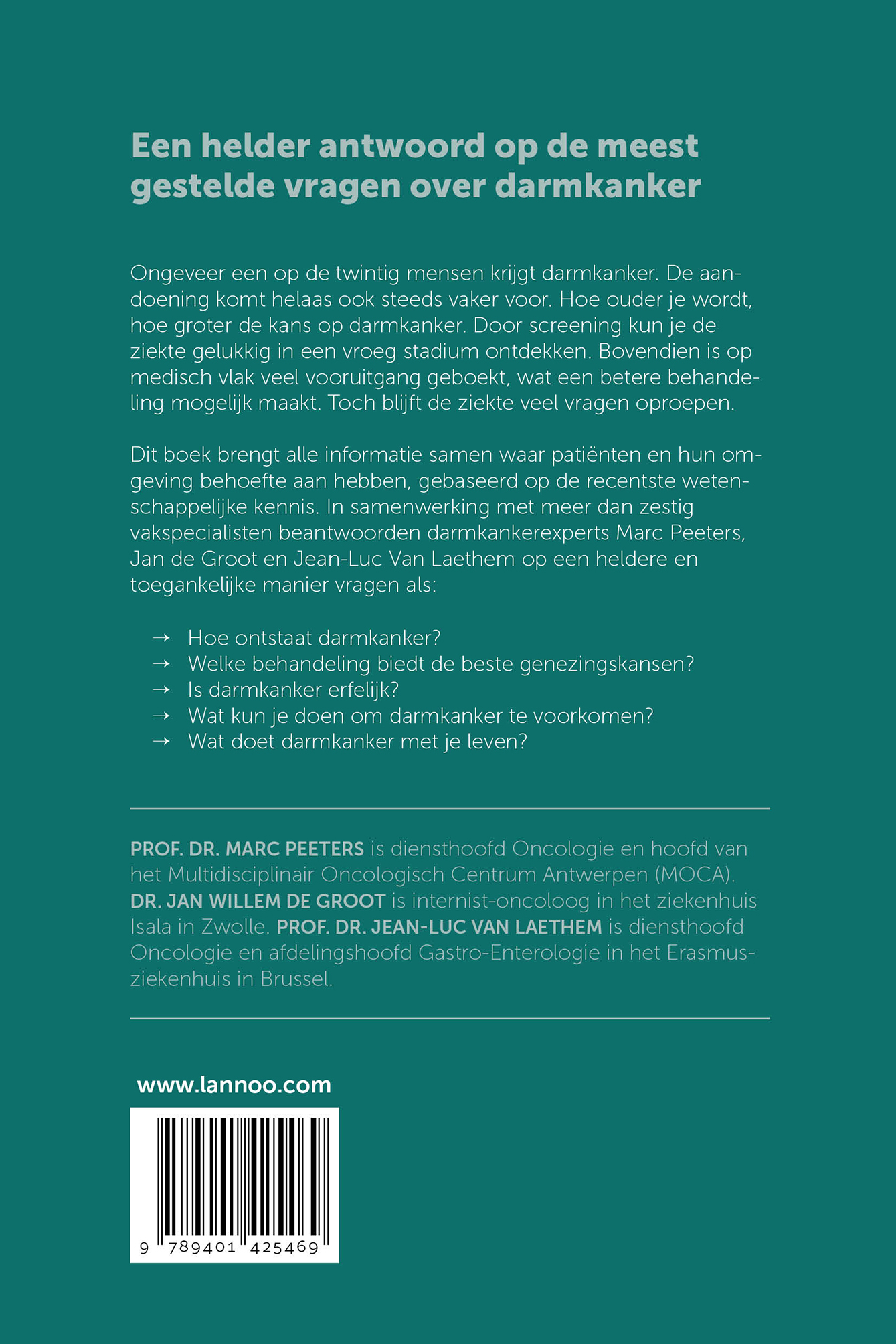 Achterkant van Alles over darmkanker