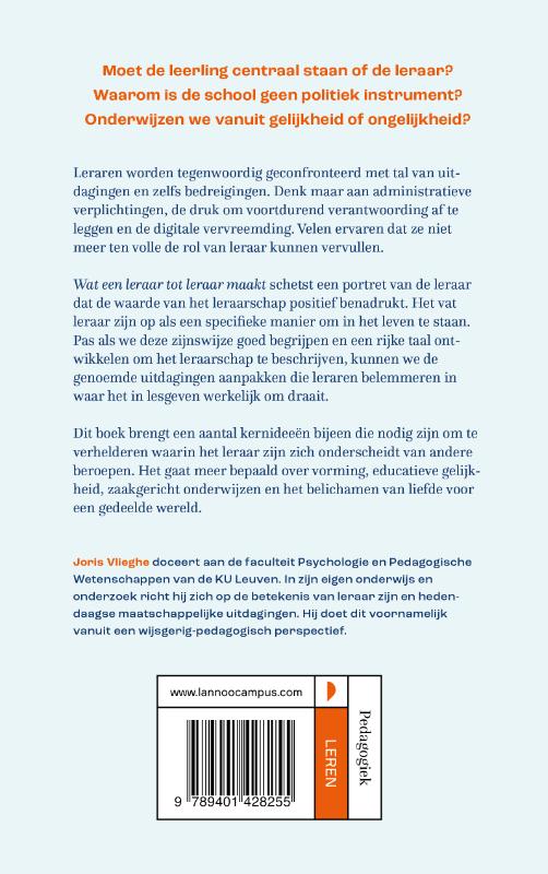 Achterkant van Wat een leraar tot leraar maakt