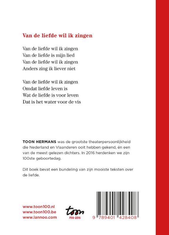 Achterkant van Van de liefde wil ik zingen