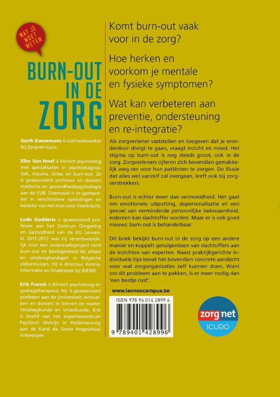 Achterkant van Burn-out in de zorg