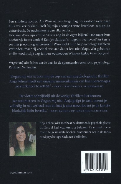 Achterkant van Vergeet mij niet