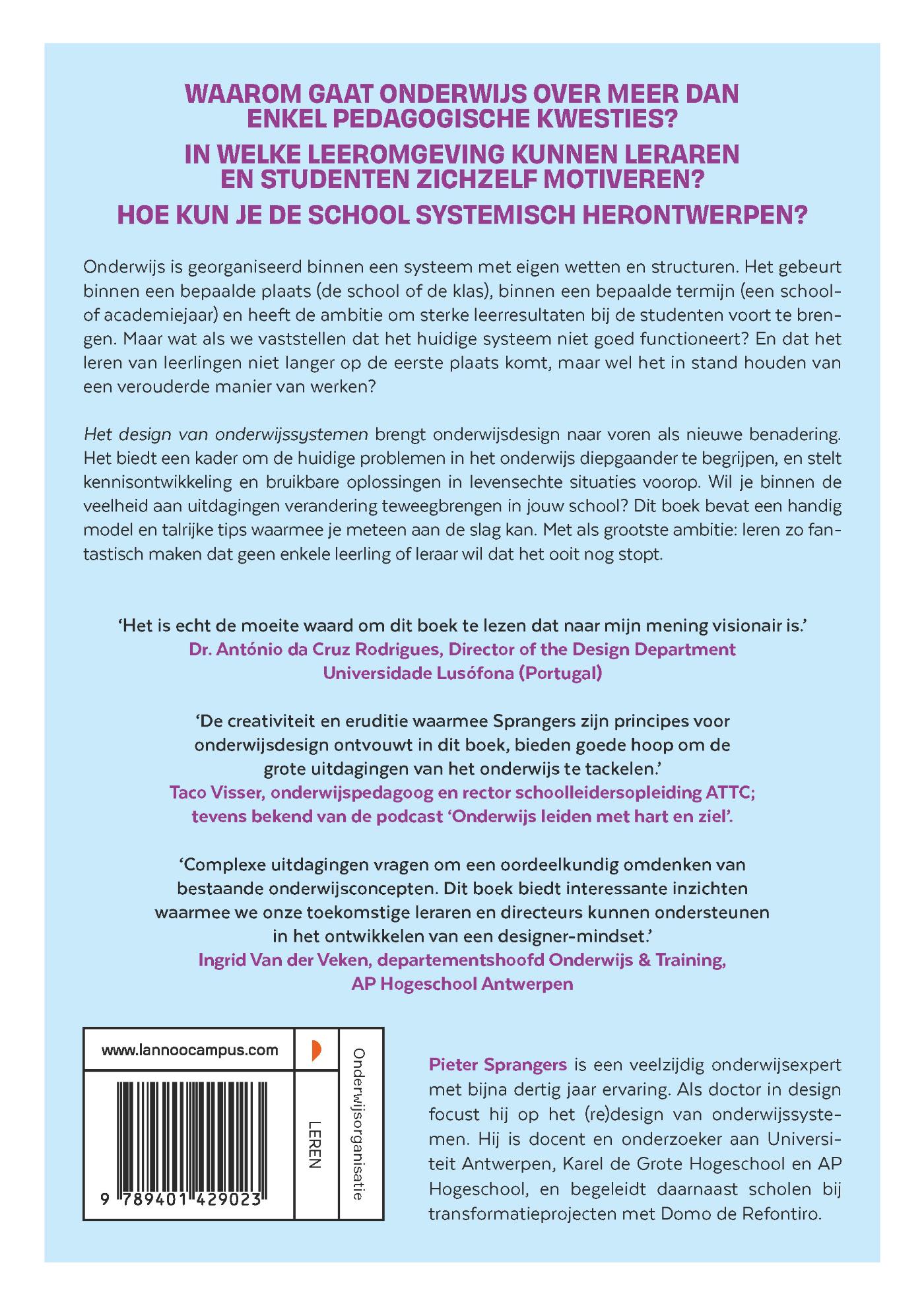 Achterkant van Het design van onderwijssystemen