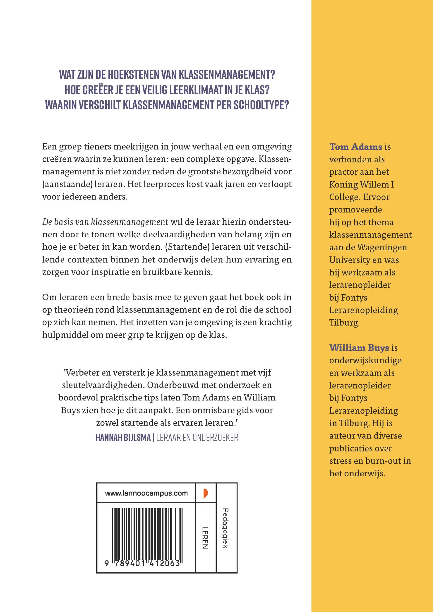 Achterkant van De basis van klassenmanagement