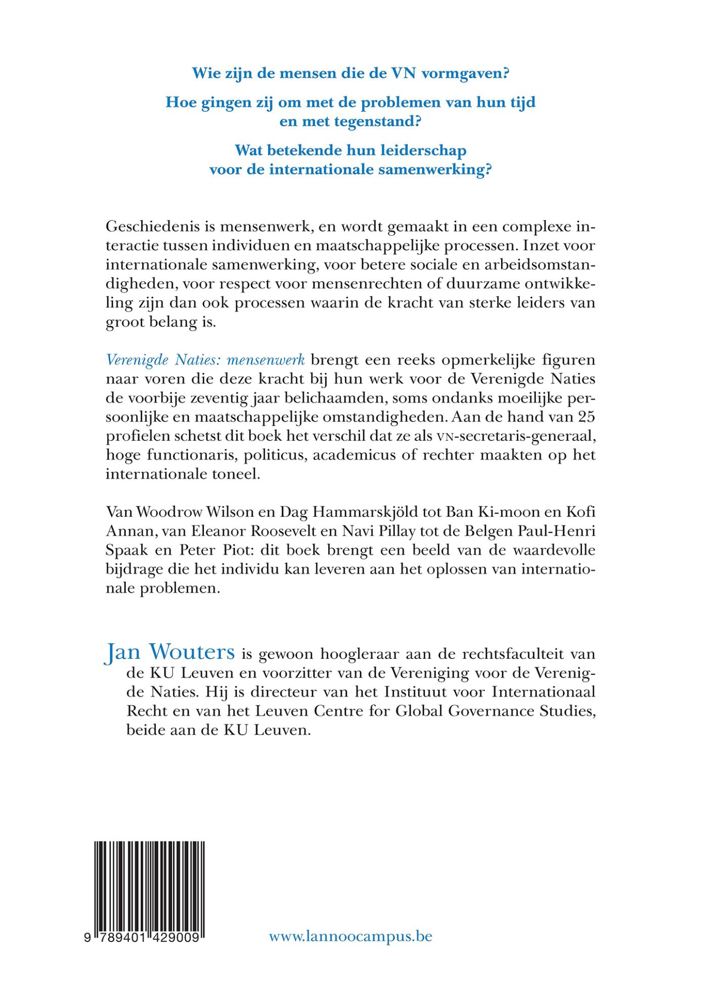 Achterkant van Verenigd Naties: mensenwerk