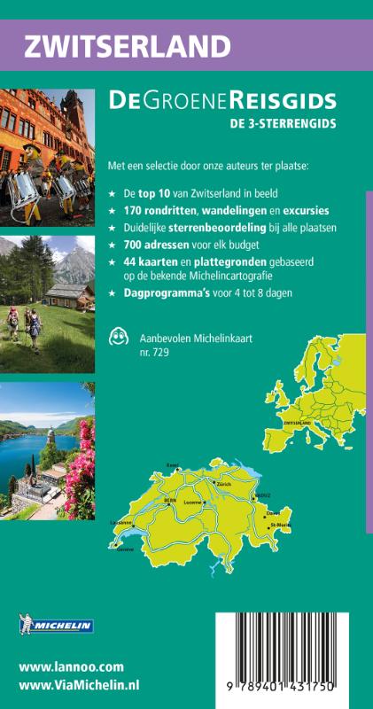 Achterkant van De Groene Reisgids - Zwitserland