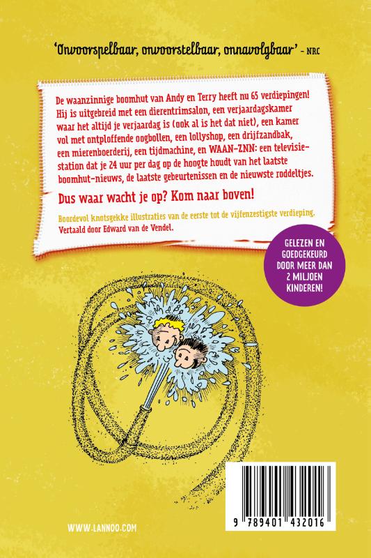 Achterkant van De waanzinnige boomhut van 65 verdiepingen