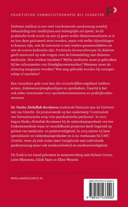 Achterkant van Praktische farmacotherapie bij diabetes