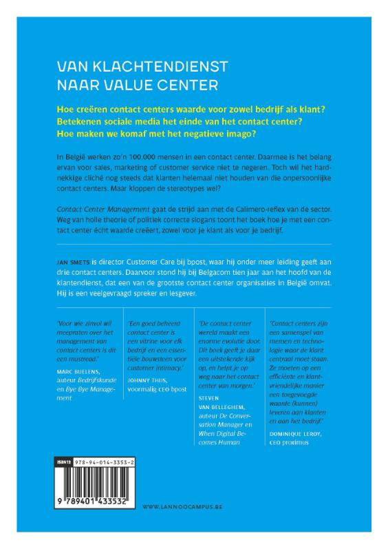 Achterkant van Contact Center Management