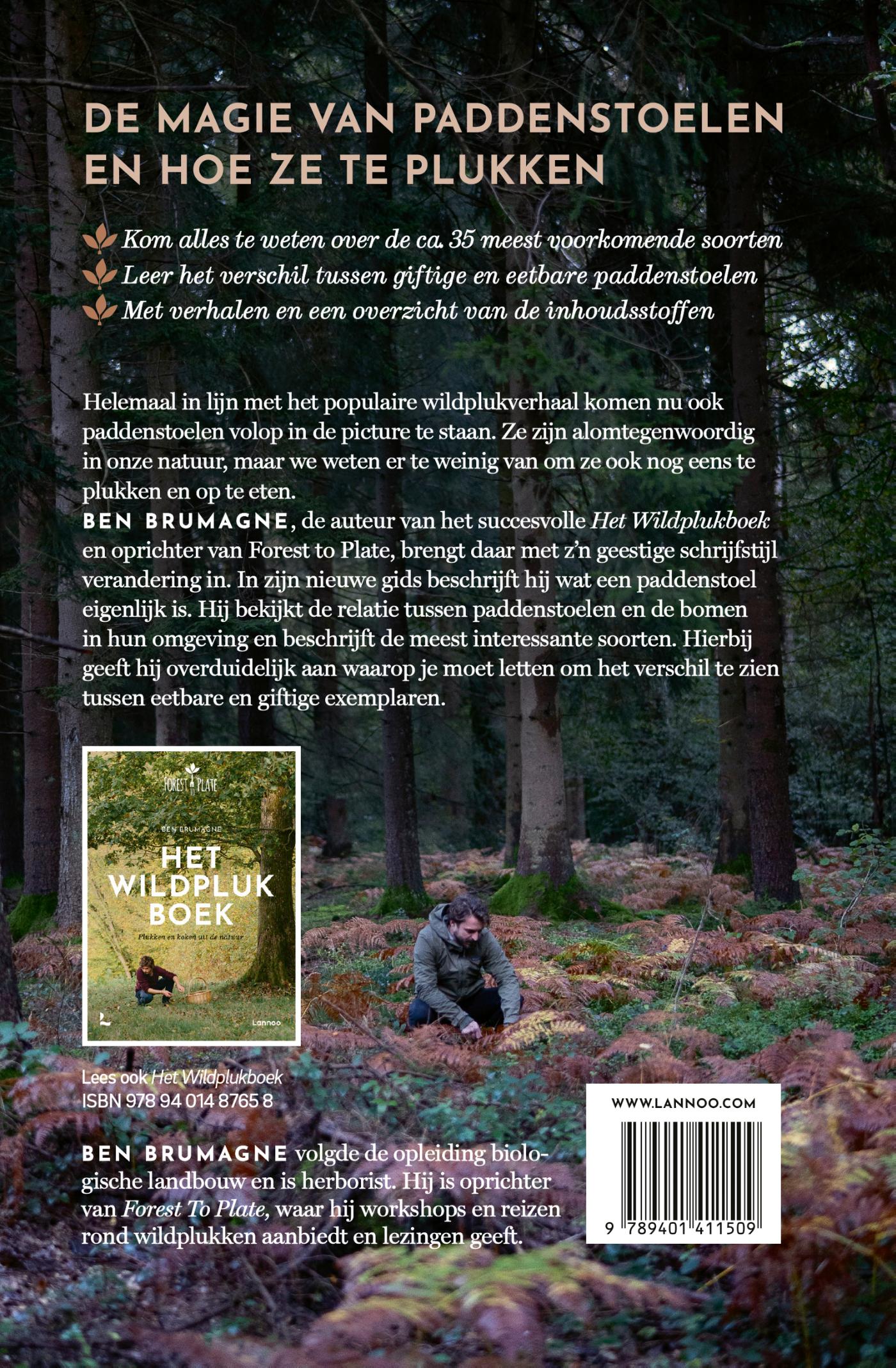 Achterkant van Het Wildplukboek voor paddenstoelen