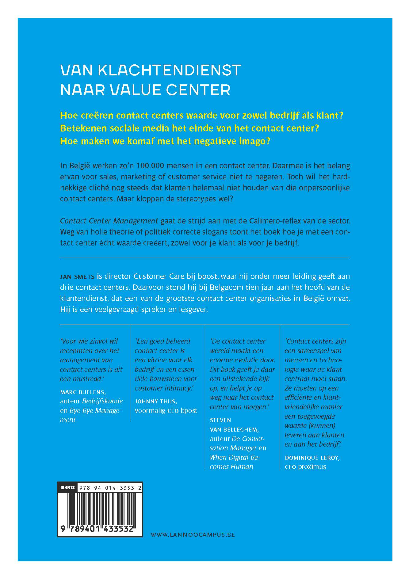 Achterkant van Contact center management