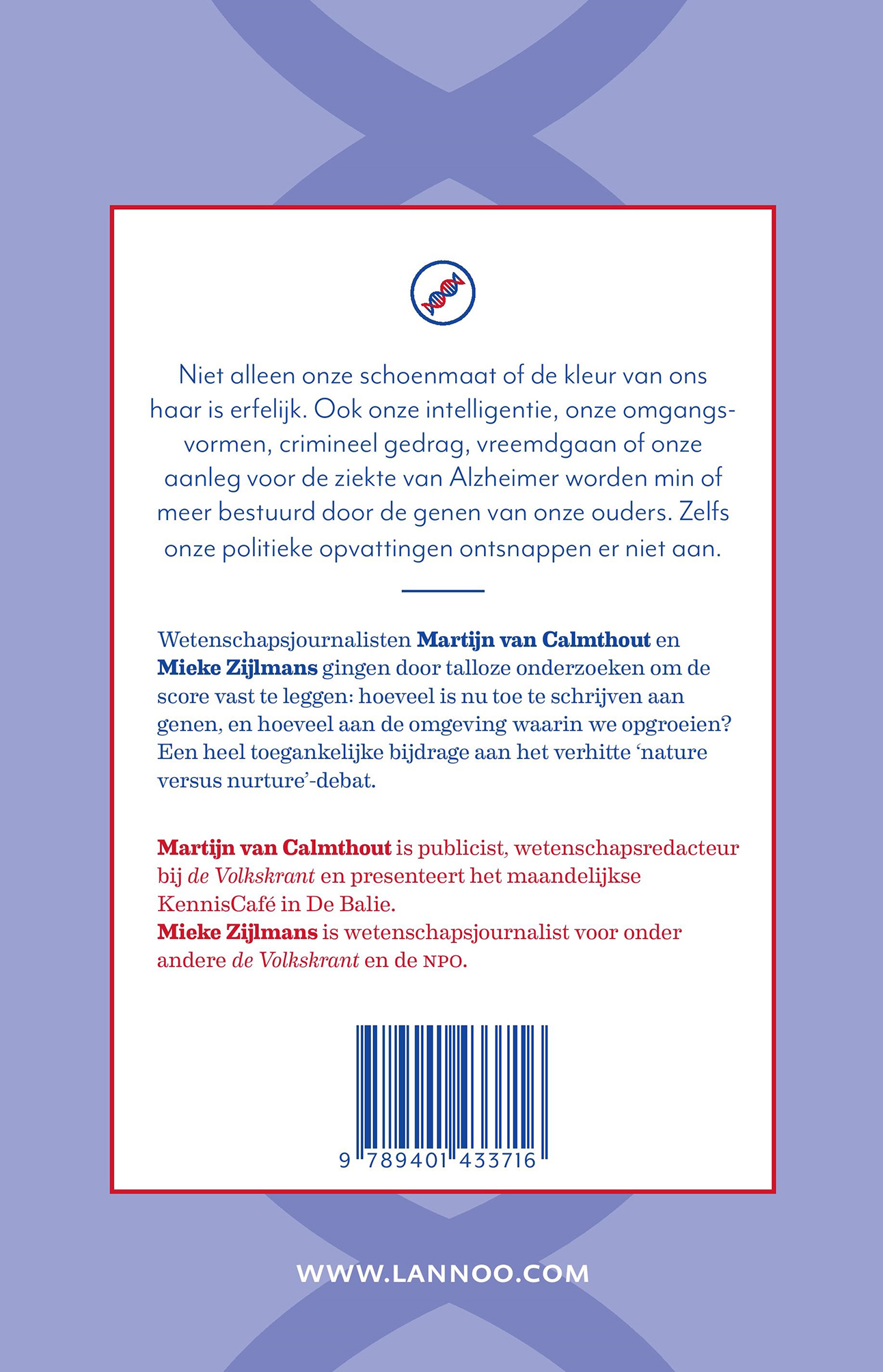 Achterkant van Dat zit in de genen
