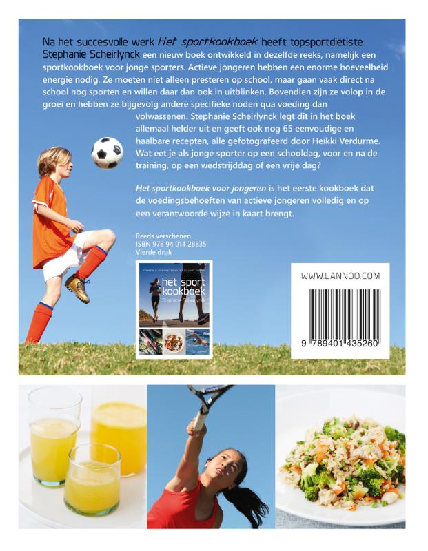 Achterkant van Het sportkookboek voor jongeren