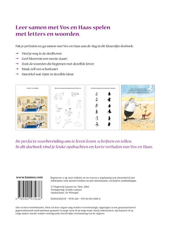 Achterkant van Vos en Haas doeboek