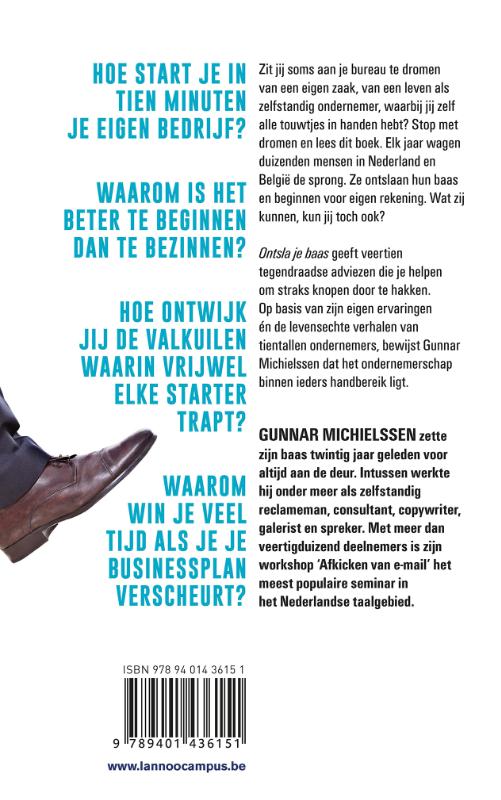 Achterkant van Ontsla je baas en start vandaag je eigen zaak