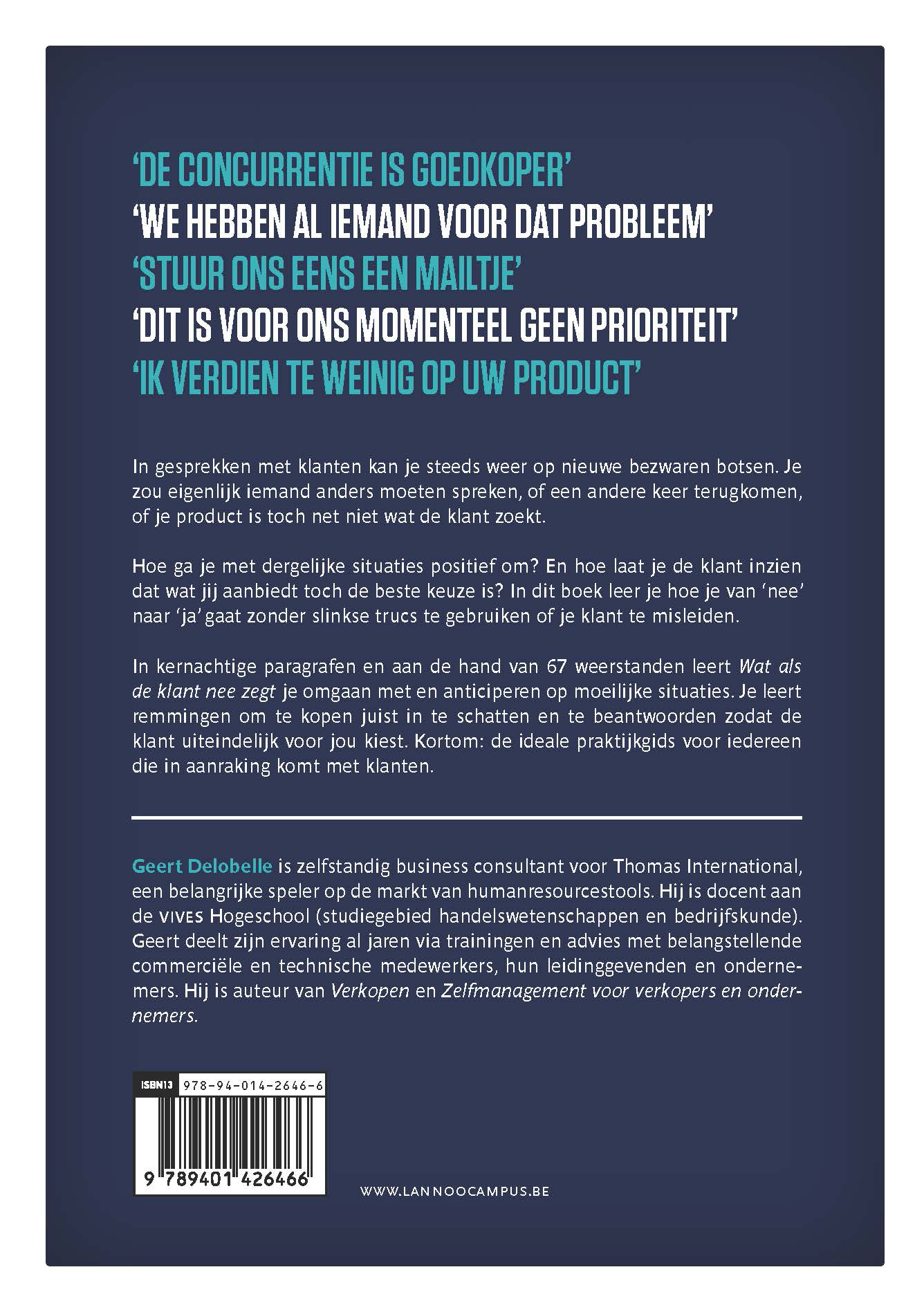 Achterkant van Wat als de klant nee zegt?
