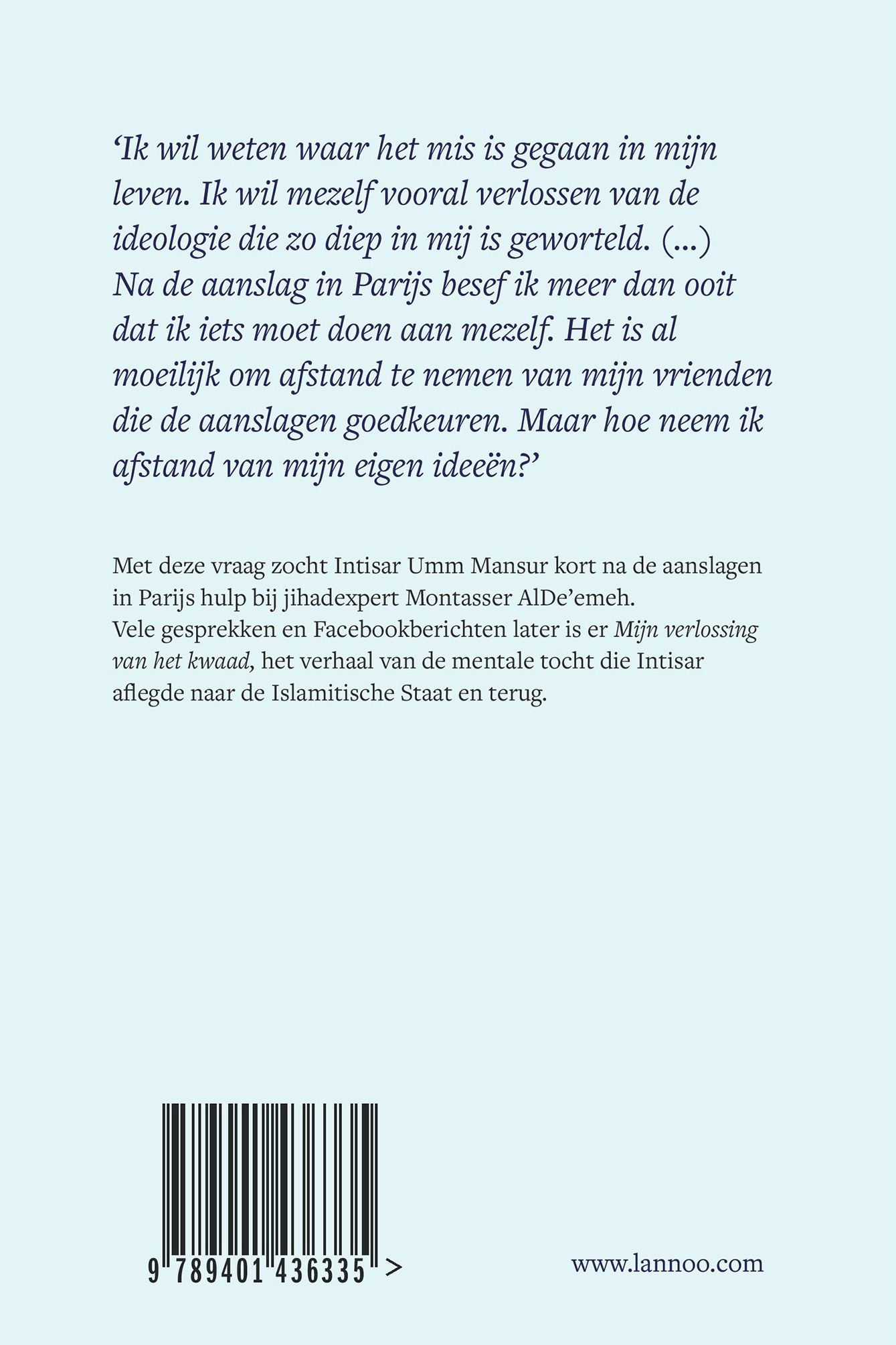 Achterkant van Mijn verlossing van het kwaad