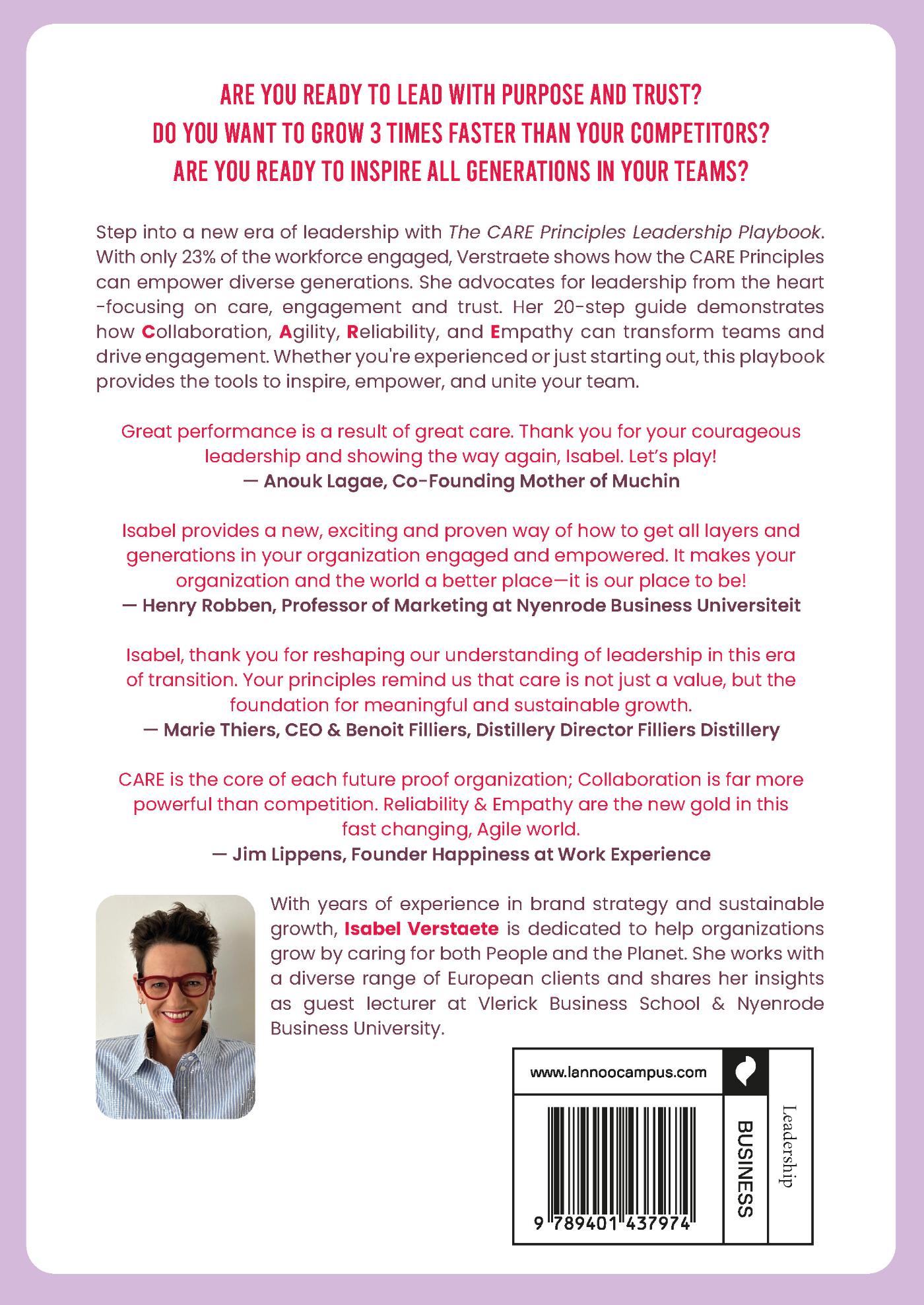 Achterkant van The CARE Principles - Leadership Playbook