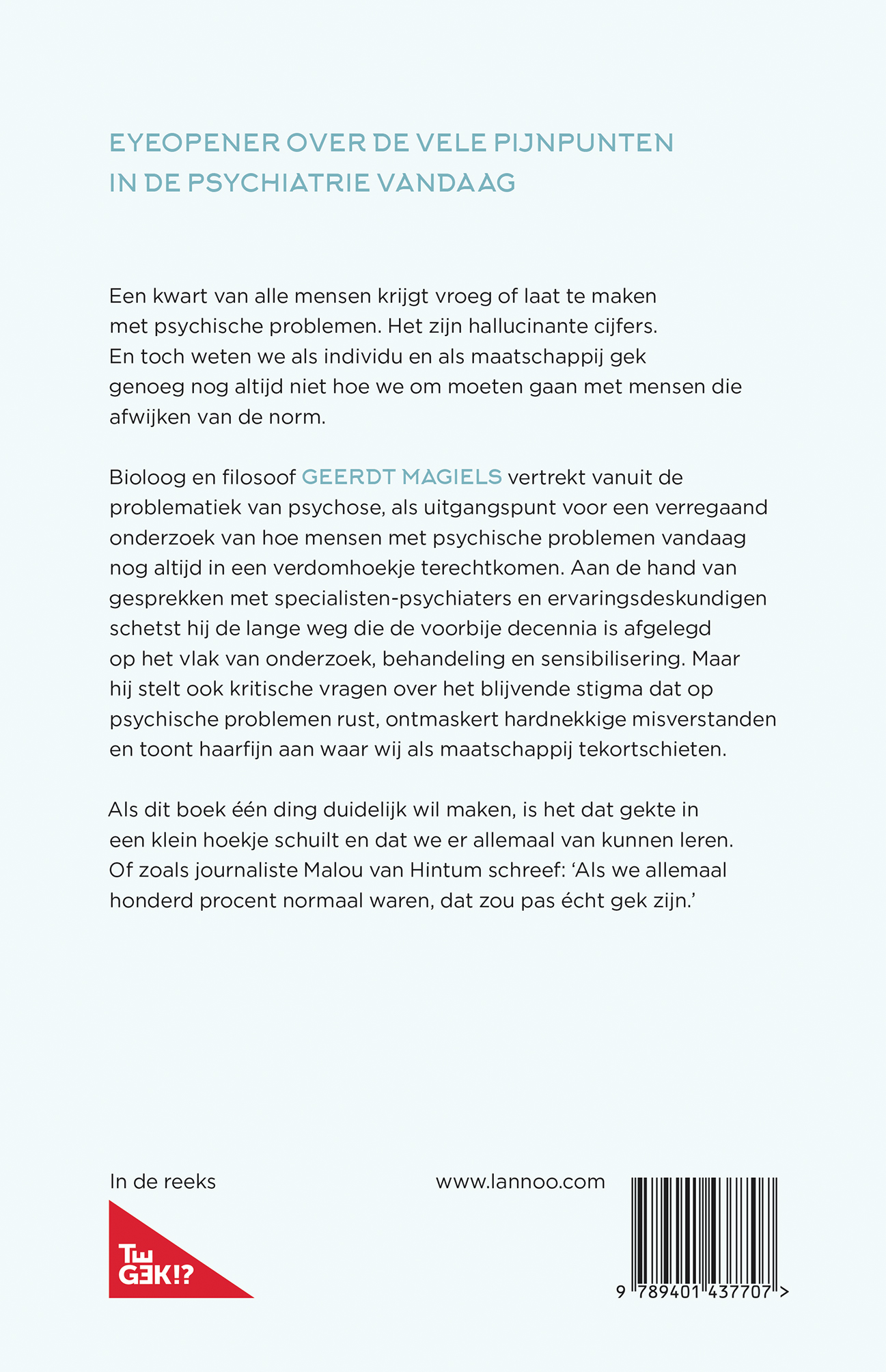 Achterkant van Al te gek