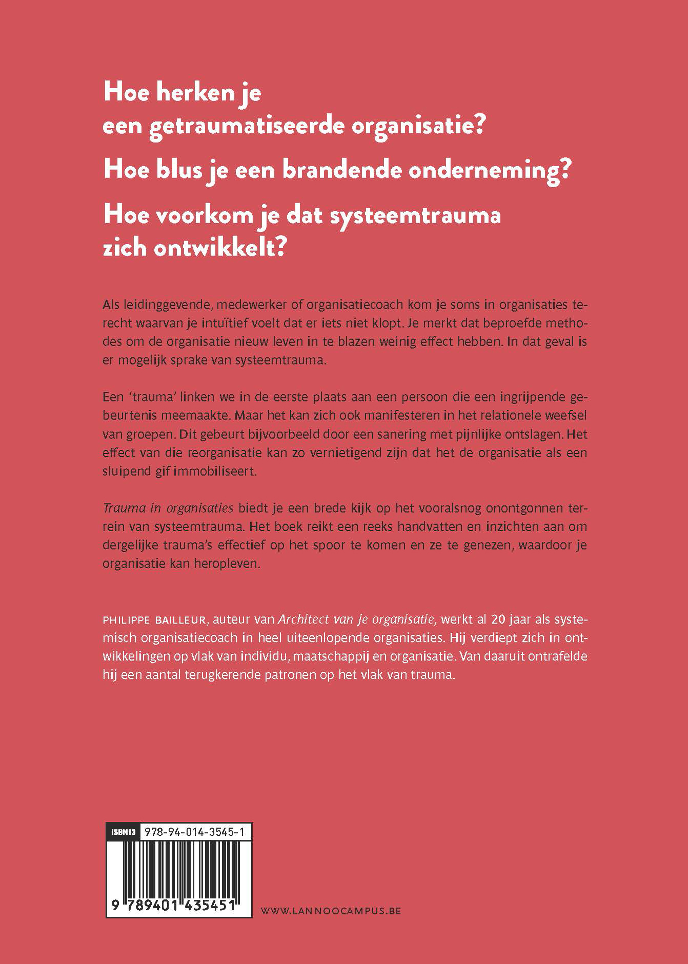 Achterkant van Trauma in organisaties