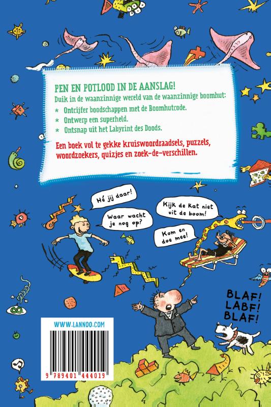 Achterkant van De waanzinnige boomhut, het doeboek