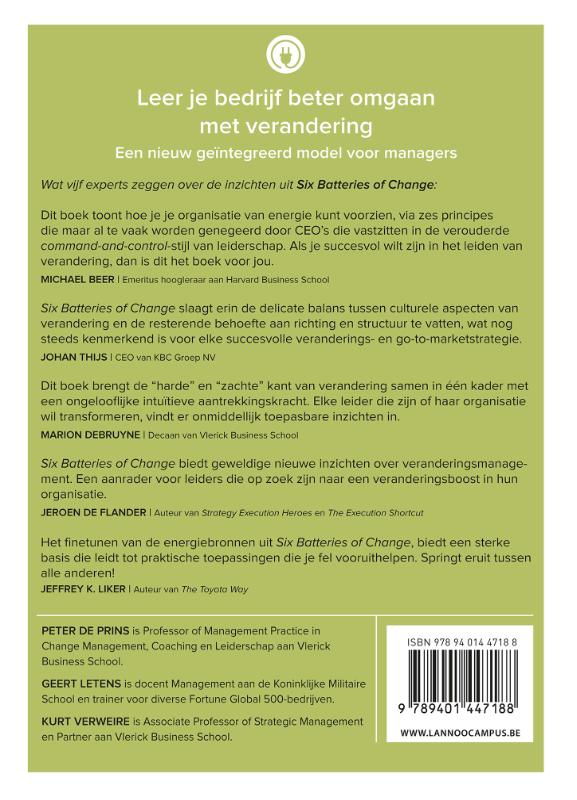 Achterkant van Six Batteries of Change